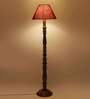 Maroon Jute Conical wooden floor lamp
