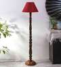 Maroon Jute Conical wooden floor lamp