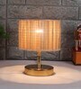 Rhombus Beige Bamboo Shade Night Lamp With Metal Base