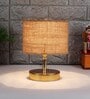 Hazel Beige Jute Shade Night Lamp With Metal Base