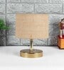 Hazel Beige Jute Shade Night Lamp With Metal Base
