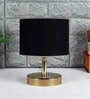 Amalia Black Cottan Fabric Shade Night Lamp With Metal Base