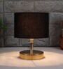 Amalia Black Cottan Fabric Shade Night Lamp With Metal Base
