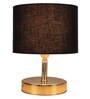 Amalia Black Cottan Fabric Shade Night Lamp With Metal Base
