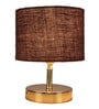 Hudson Brown Jute Shade Night Lamp With Metal Base
