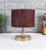 Hudson Brown Jute Shade Night Lamp With Metal Base