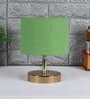Flamingo Green Jute Shade Night Lamp With Metal Base