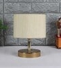 Bristol Off White Cottan Fabric Shade Night Lamp With Metal Base