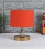 Devansh Metal table lamp with Orange cotton  Shade