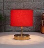 Devansh Metal table lamp with Red cotton  Shade