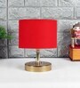 Devansh Metal table lamp with Red cotton  Shade