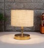 Gabrielle White Jute Shade Night Lamp With Metal Base