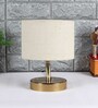 Gabrielle White Jute Shade Night Lamp With Metal Base