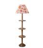 Devansh Multi cotton Drum shade with   floor lamp with wood base .-