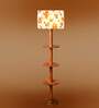 Devansh Multi cotton Drum shade with   floor lamp with wood base .-