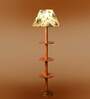 Devansh Multi cotton Drum shade with   floor lamp with wood base .-