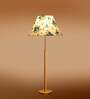 Devansh Multi cotton Drum shade with   floor lamp with wood base .-