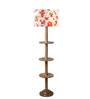 Devansh Multi cotton Drum shade with   floor lamp with wood base .-