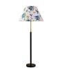 Devansh Multi cotton Drum shade with   floor lamp with wood base .-