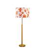 Devansh Multi cotton Drum shade with   floor lamp with wood base .-