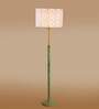 Devansh Multi cotton Drum shade with   floor lamp with wood base .-