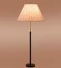 Devansh Multi cotton Drum shade with   floor lamp with wood base .-