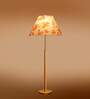 Devansh Multi cotton Drum shade with   floor lamp with wood base .-