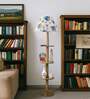 Devansh Multi cotton Drum shade with   floor lamp with wood base .-