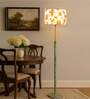 Devansh Multi cotton Drum shade with   floor lamp with wood base .-