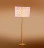 Devansh Multi cotton Drum shade with   floor lamp with wood base .-
