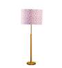 Devansh Multi cotton Drum shade with   floor lamp with wood base .-
