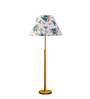 Devansh Multi cotton Drum shade with   floor lamp with wood base .-