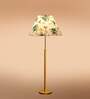 Devansh Multi cotton Drum shade with   floor lamp with wood base .-