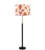 Devansh Multi cotton Drum shade with   floor lamp with wood base .-