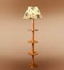 Devansh Multi cotton Drum shade with   floor lamp with wood base .-