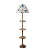Devansh Multi cotton Drum shade with   floor lamp with wood base .-