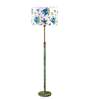 Devansh Multi cotton Drum shade with   floor lamp with wood base .-