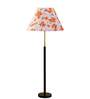 Devansh Multi cotton Drum shade with   floor lamp with wood base .-