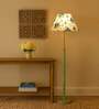 Devansh Multi cotton Drum shade with   floor lamp with wood base .-