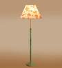 Devansh Multi cotton Drum shade with   floor lamp with wood base .-