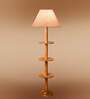 Devansh Multi cotton Drum shade with   floor lamp with wood base .-