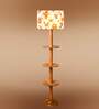 Devansh Multi cotton Drum shade with   floor lamp with wood base .-