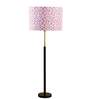 Devansh Multi cotton Drum shade with   floor lamp with wood base .-