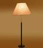 Devansh Multi cotton Drum shade with   floor lamp with wood base .-