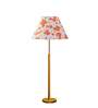 Devansh Multi cotton Drum shade with   floor lamp with wood base .-