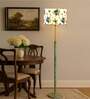Devansh Multi cotton Drum shade with   floor lamp with wood base .-