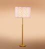 Devansh Multi cotton Drum shade with   floor lamp with wood base .-