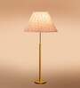Devansh Multi cotton Drum shade with   floor lamp with wood base .-