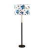 Devansh Multi cotton Drum shade with   floor lamp with wood base .-