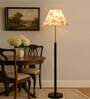 Devansh Multi cotton Drum shade with   floor lamp with wood base .-